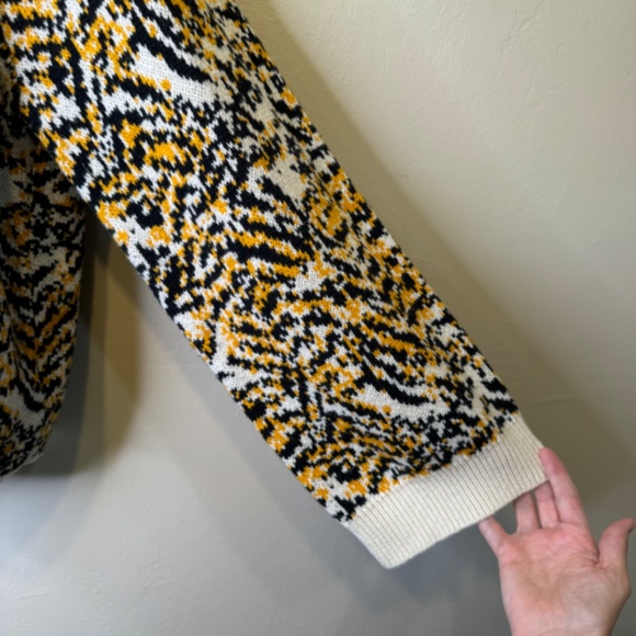Rachel Comey Animal Print Wide Long Sleeve Wool Blend Stretch Fall Knit Sweater - Picture 8 of 14